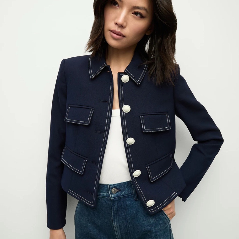 Veronica Beard Blue and White Blazer Tailored Fit